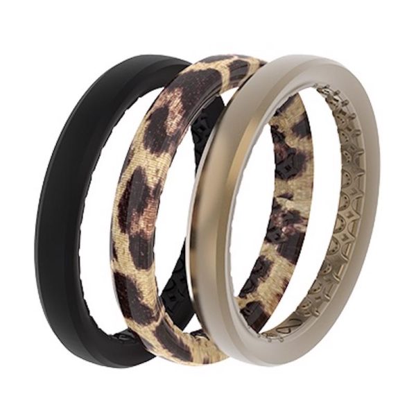 Groove Life Women's Round Assorted Stackable Rings Silicone Water Resistant Size 7