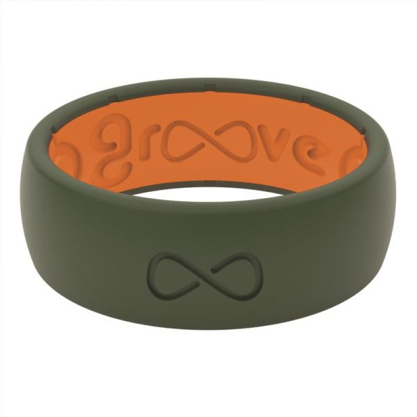 Groove Life Men's Round Green/Orange Ring Silicone Water Resistant Size 10