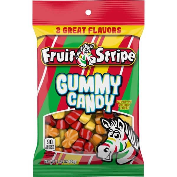 Fruit Stripe Lemon, Cherry, Tangerine Gummy Candy 3.25 oz