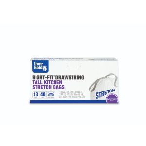 Iron-Hold Right-Fit 13 gal Lavender Scent Tall Kitchen Bags Drawstring 40 pk
