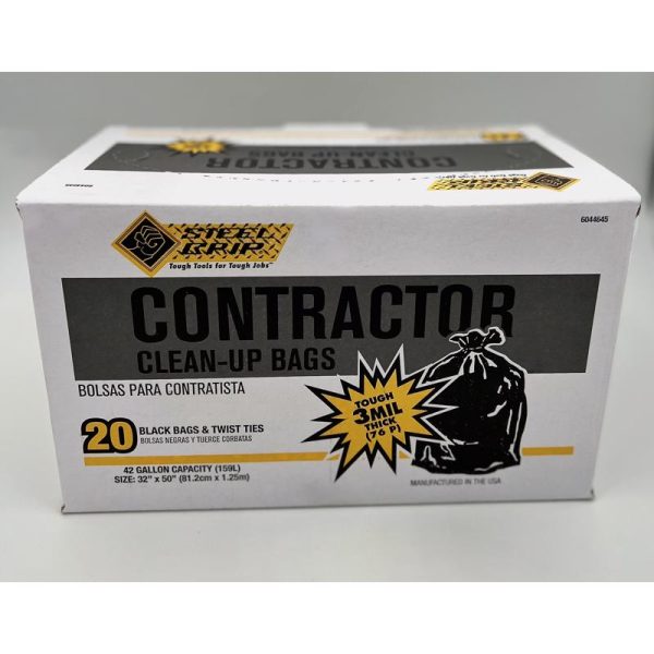 Steel Grip 42 gal Contractor Bags Twist Tie 20 pk