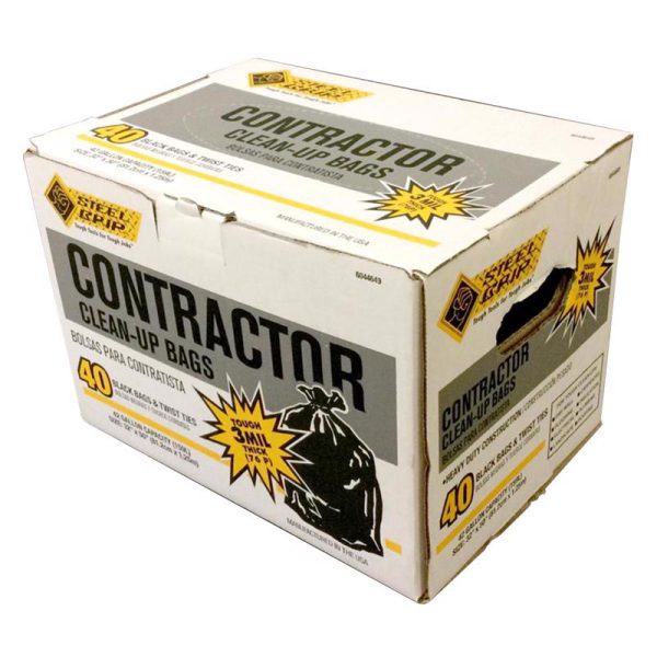 Steel Grip 42 gal Contractor Bags Twist Tie 40 pk