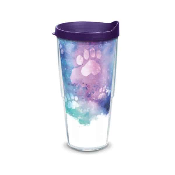 Tervis 24 oz Paw Prints Multicolored BPA Free Double Wall Tumbler