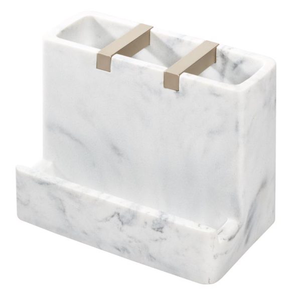 InterDesign Dakota Satin White Marble Plastic/Steel Toothbrush Holder