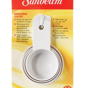 Sunbeam 1/4 1/3 1/2 and 1 cups ABS White Measuring Set