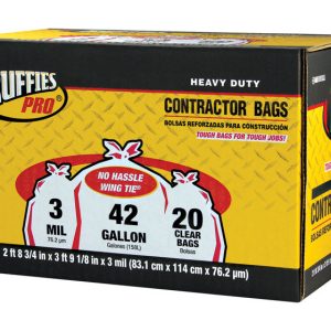 Ruffies Pro 42 gal Contractor Bags Wing Ties 20 pk