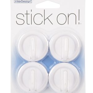 iDesign 1 in. L White Plastic Small stick on Hook 4 pk