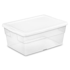 Sterilite 16 qt Clear/White Storage Box 7 in. H X 16-3/4 in. W X 11-7/8 in. D Stackable