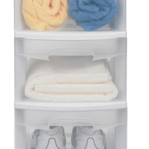Sterilite 5.4 cu ft Clear/White Drawer Organizer 25-5/8 in. H X 12-5/8 in. W X 14-1/2 in. D Stackabl