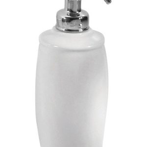 iDesign Chrome White Ceramic/Steel Soap Dispenser