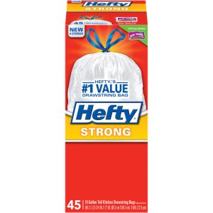 Hefty Strong 13 gal Kitchen Trash Bags Drawstring 45 pk
