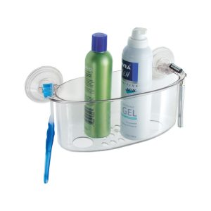 iDesign Power Lock Clear Plastic Shower Basket