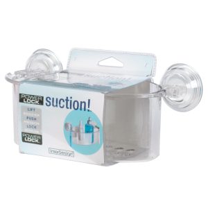 iDesign Power Lock Clear Plastic Shower Basket