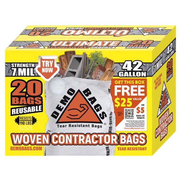 Demo Bags Ultimate Pro Pack 42 gal Contractor Bags Flap Tie 20 pk