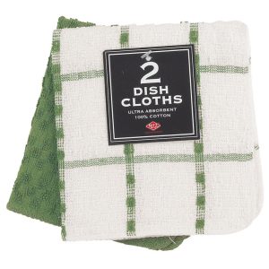 Ritz Cactus Cotton Check/Solid Dish Cloth 2 pk