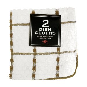 Ritz Biscotti Cotton Check/Solid Dish Cloth 2 pk