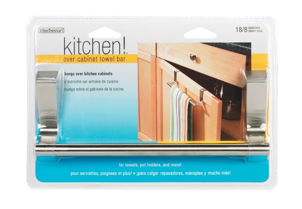 iDesign Brushed Silver Over the Cabinet Towel Bar 9-1/4 in. L Stainless Steel