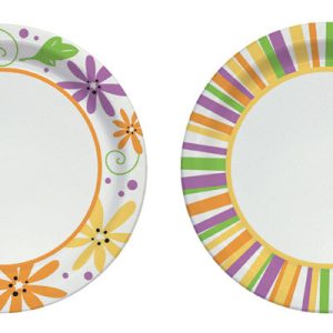 Solo Paper Mixed Garden Party Stripes and Flowers Design Plate 7 in. D 48 pk