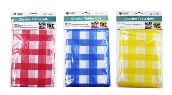 Diamond Visions Vinyl Disposable Tablecloth 72 in. 52 in.