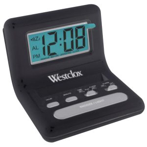 Westclox 0.8 in. Black Travel Alarm Clock Digital