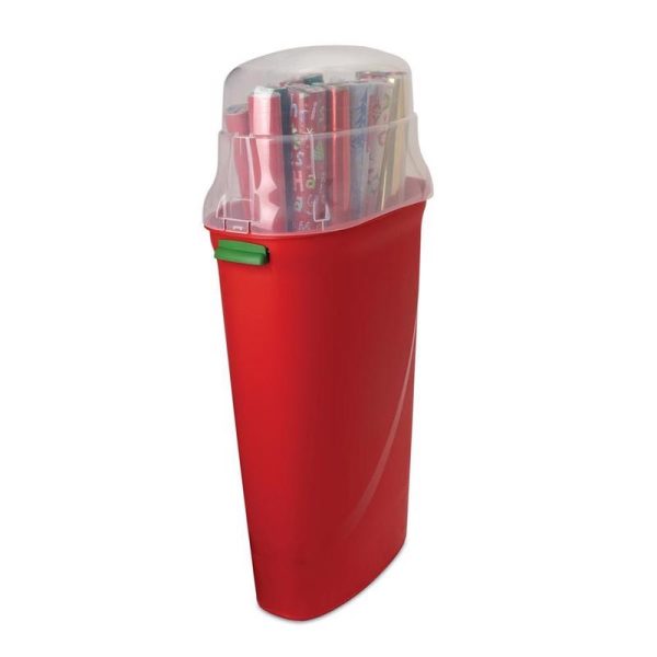 Homz 30 Rolls Clear/Red Storage Bin 32 in. H X 17.125 in. W X 9.625 in. D