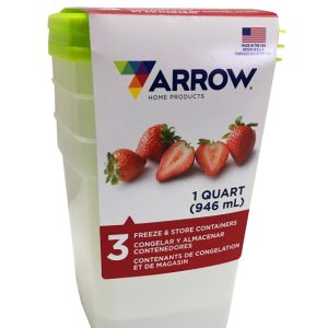 Arrow Home Products 1 qt White Food Storage Container Set 3 pk