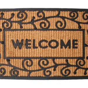 J & M Home Fashions 30 in. L X 18 in. W Black Coir Swirls Coir/Rubber Door Mat