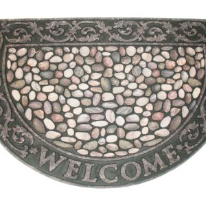 J & M Home Fashions 35 in. L X 23 in. W Pebbles Pebbles print with welcome Rubber Door Mat