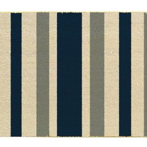 J & M Home Fashions 30 in. L X 18 in. W Blue Stripes Coir Door Mat
