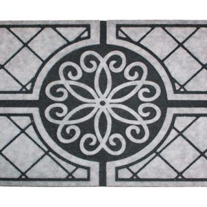 J & M Home Fashions 30 in. L X 18 in. W Gray Medallion Granite Rubber Door Mat