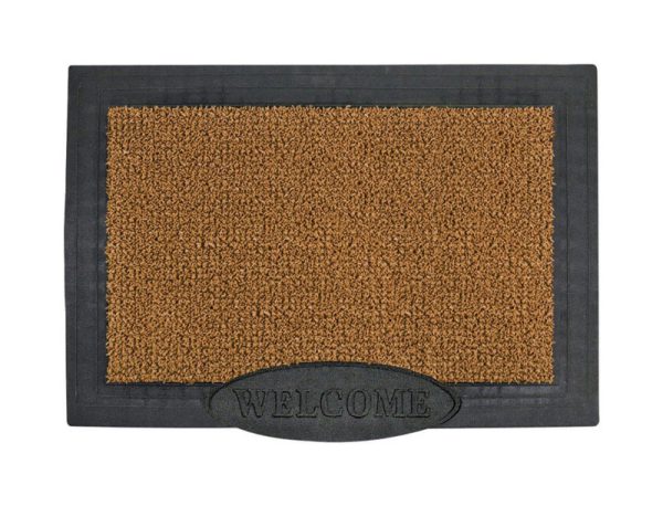 GrassWorx 36 in. L X 24 in. W Black/Brown Welcome Polyethylene Door Mat