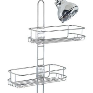 iDesign Linea 22 in. H X 10.5 in. W X 4.5 in. L Silver Shower Caddy