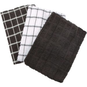 Ritz Black Cotton Check Kitchen Towel 3 pk