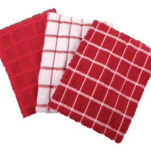 Ritz Paprika Cotton Check Kitchen Towel 3 pk