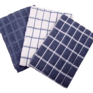 Ritz Federal Blue Cotton Check Kitchen Towel 3 pk
