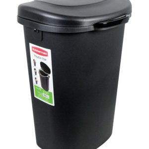 Rubbermaid 13 gal Black Plastic Touch Top Trash Can
