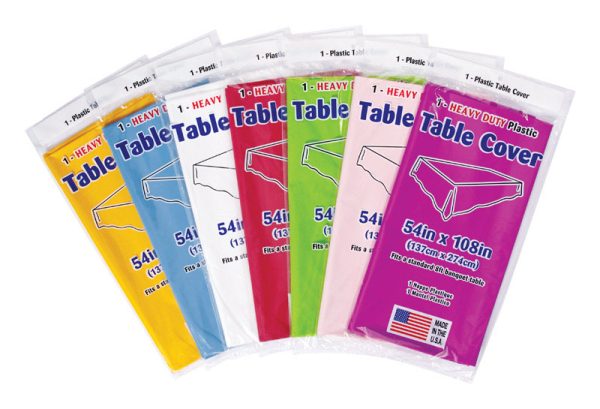 Diamond Visions Assorted Plastic Disposable Tablecloth 54 in. 108 in.