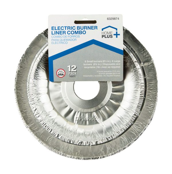 Home Plus Durable Foil Assorted in. W Electric Burner Liner Silver 12 pk