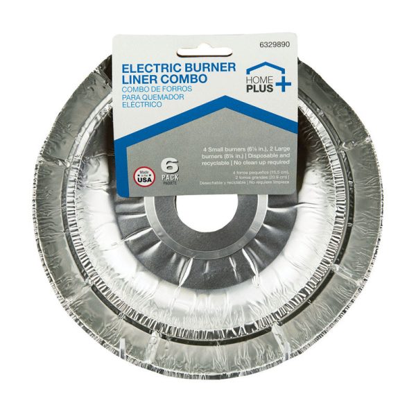 Home Plus Electric Burner Liner Silver 6 pk