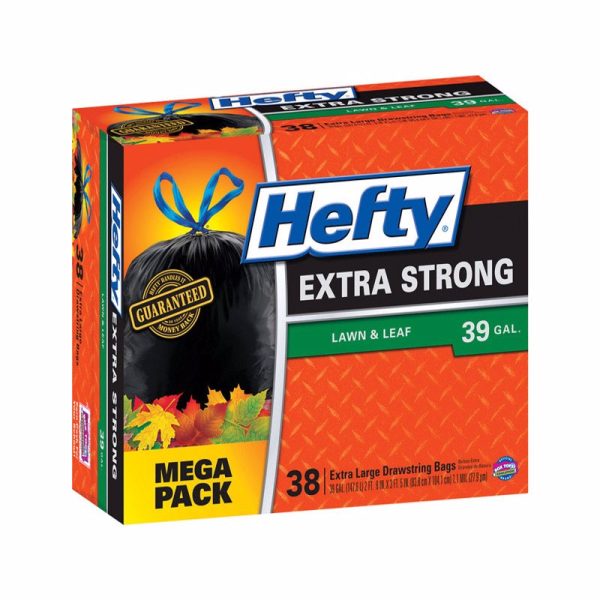 Hefty Extra Strong 39 gal Lawn and Leaf Bags Drawstring 38 pk
