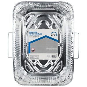 Home Plus Durable Foil 11-7/8 in. W X 16-5/8 in. L Roaster with Handles Silver 1 pc
