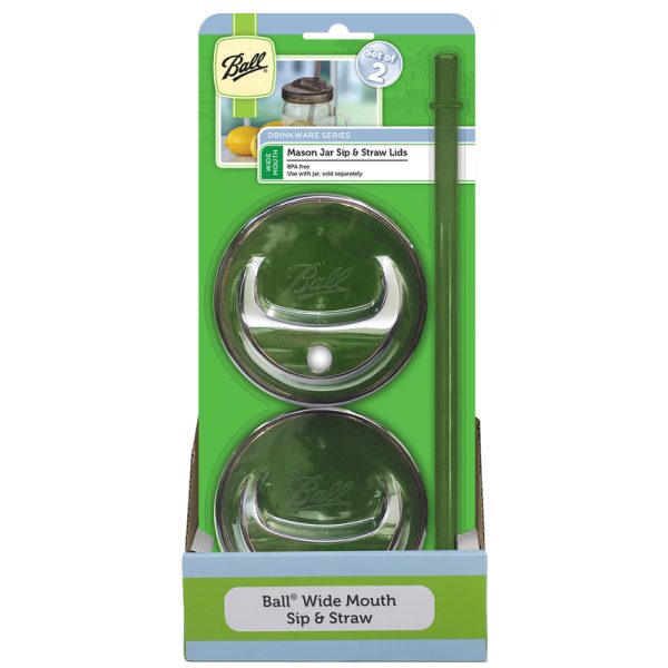 Ball Drinkware Series Wide Mouth Sip and Straw Lid 2 pk