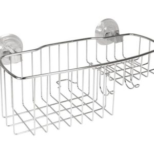 InterDesign Reo Power Lock Silver Stainless Steel Shower Basket