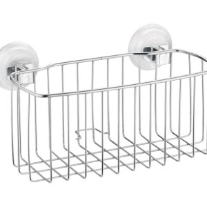 iDesign Power Lock Silver Stainless Steel Shower Basket