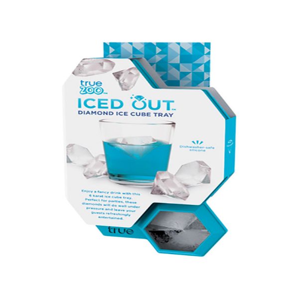 TRUE Iced Out Diamonds 6 Cubes oz Blue Silicone Ice Mold