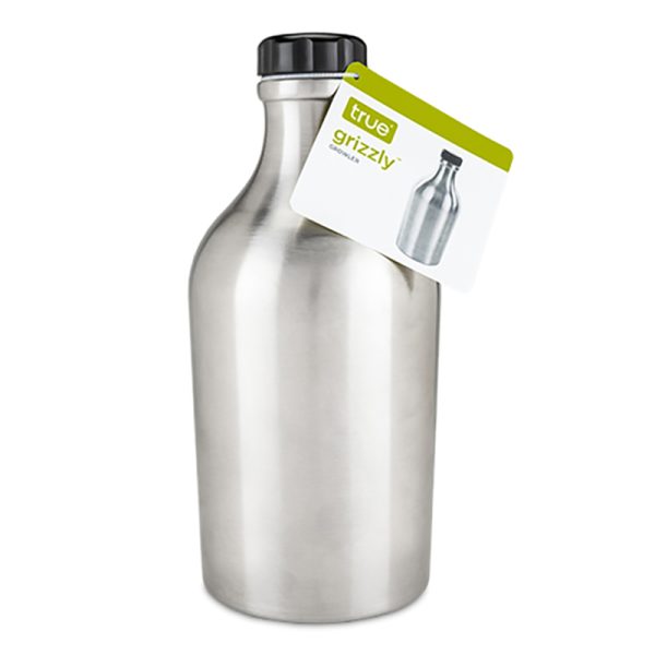 TRUE Grizzly 64 oz Silver Stainless Steel Beer Growler