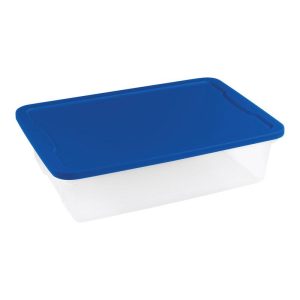 Homz snaplock 28 qt Blue/Clear Storage Tote 6 in. H X 23.5 in. W X 16.2 in. D Stackable