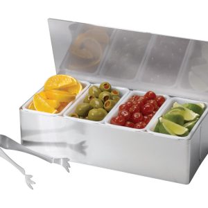 TableCraft Silver ABS/Stainless Steel Bar Caddy w/Tongs