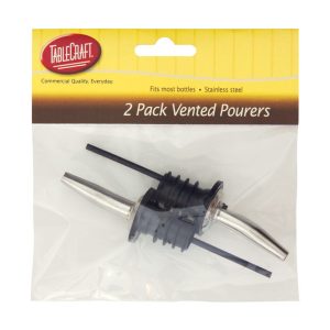 TableCraft Black/Silver Stainless Steel Vented Bottle Pourer