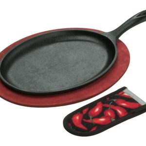 Lodge Cast Iron Fajita Set 5.5 in. 2 pt Black